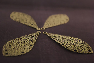 Филигранные элементы 4.8 см лист 4 шт под золото