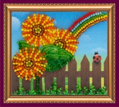 Набор-магнит для вышивки бисером «Подсолнухи и радуга»